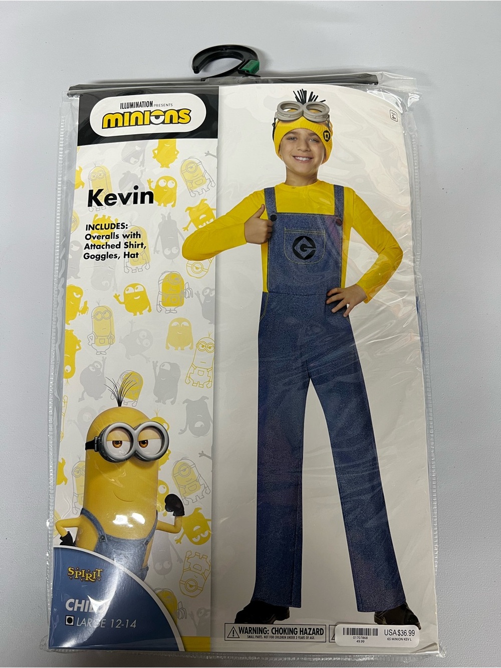 Spirit Halloween Kevin Minions Costume Child Size Large 12-14